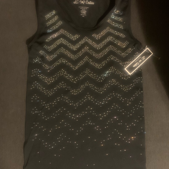 Black Tank Top with Rhinestone Design - Picture 1 of 2